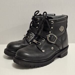 Harley Davidson Faded Glory Black Logger Women’s Boots Style 81024 Size 7.0